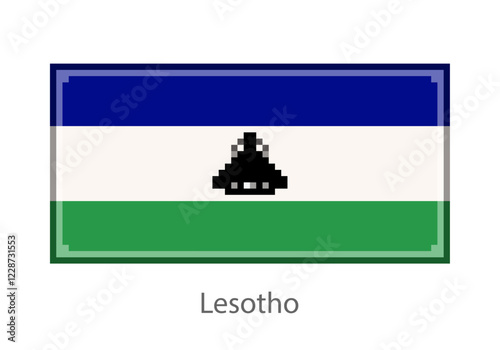 Vector illustration of the Lesotho flag in pixel art or mosaic style on white background. Collection of flags of the countries of the world.