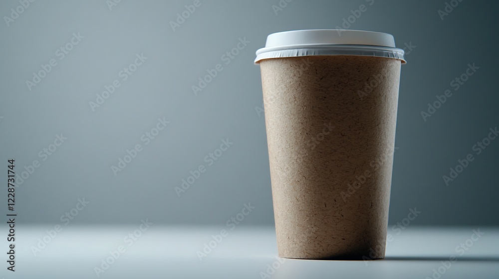A Simple Brown Paper Coffee Cup on a White Surface A Simple Brown Paper Coffee Cup on a White Surface