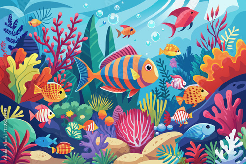 Underwater colorful fishes