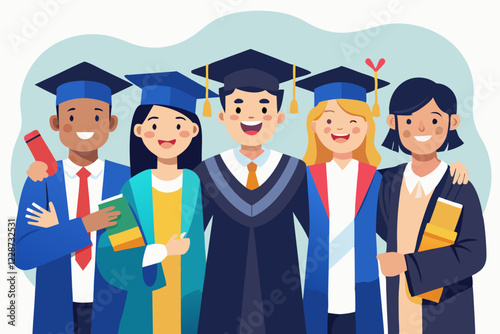 group of students in graduation cap
