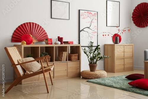 Interior of festive living ...