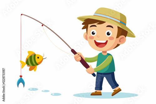 boy fishing with a fishing rod