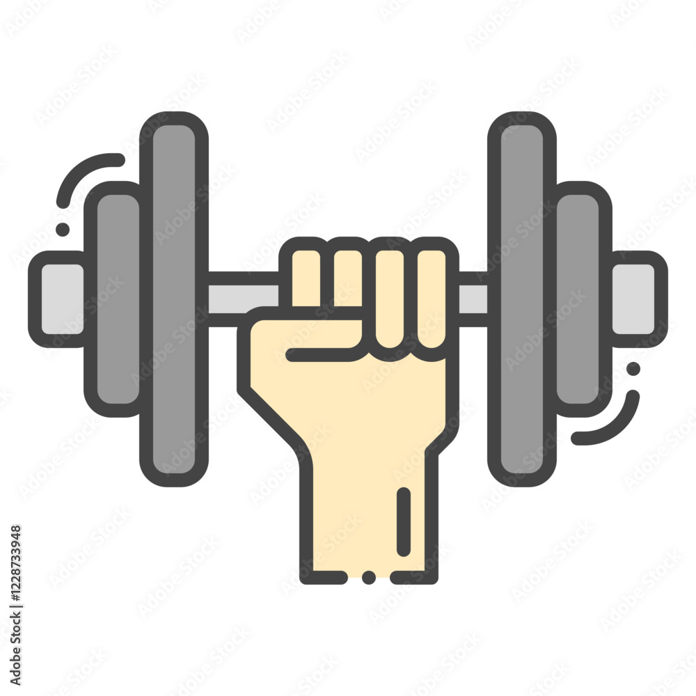 Dumbbell Icon - with Hand Lifting Weight Representing Fitness and Gym Workouts Dumbbell Icon - with Hand Lifting Weight Representing Fitness and Gym Workouts