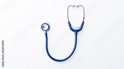 Stethoscope isolated on white background, top view