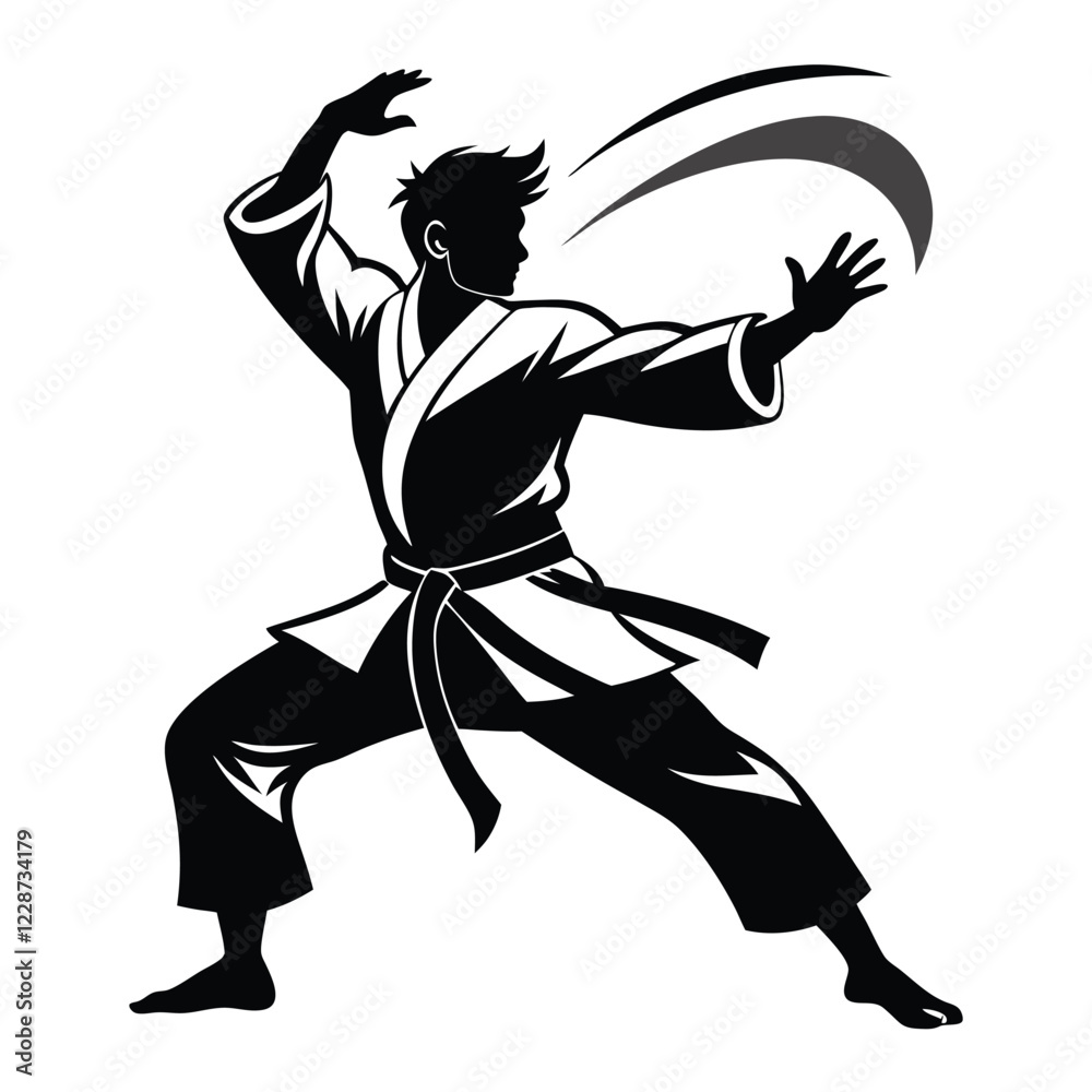 Fototapeta premium Hand drawn karate silhouette vector