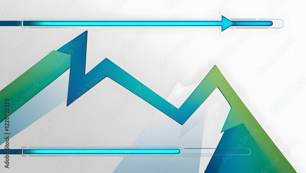 Green Blue Arrow Growth Chart, Minimalist Concept, Data Analysis Graphics Green Blue Arrow Growth Chart, Minimalist Concept, Data Analysis Graphics