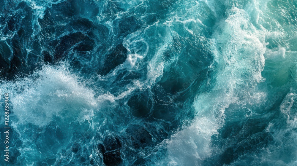 Ocean waves, turbulent water, aerial view, background texture, website banner Ocean waves, turbulent water, aerial view, background texture, website banner