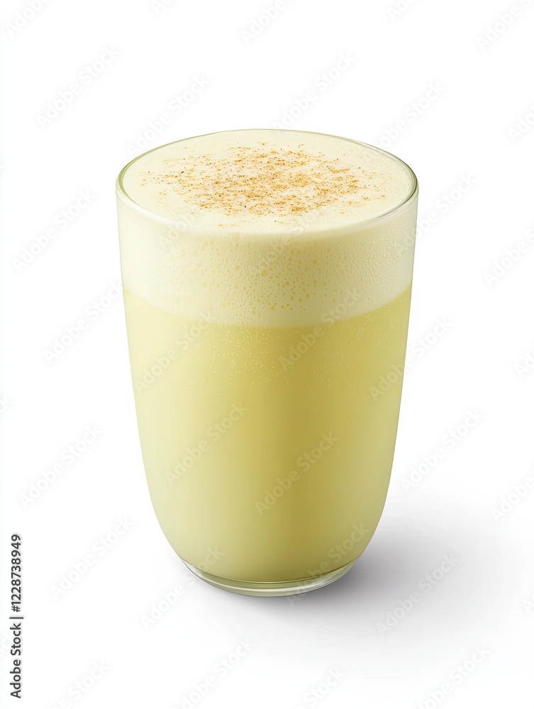 Creamy Turmeric Latte, spice topping, studio shot, white background, healthy drink menu Creamy Turmeric Latte, spice topping, studio shot, white background, healthy drink menu