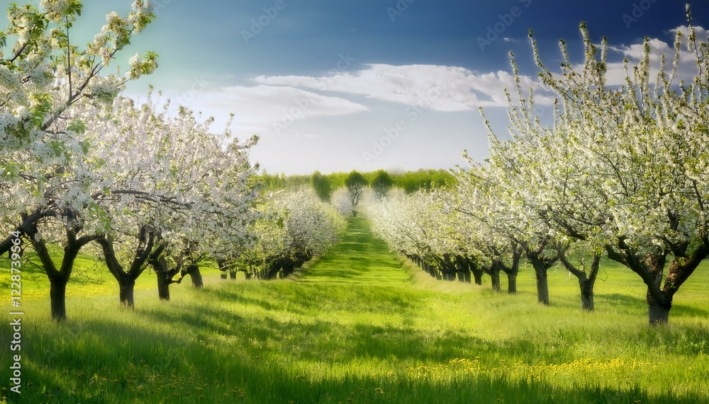 Minimalist Orchard Spring Background Minimalist Orchard Spring Background
