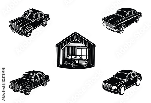 illustration of a car set 