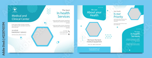 Medical or healthcare square trifold brochure template or Square trifold medical brochure design. Medical and health care Modern Square Trifold brochure presentation, Creative Health service template