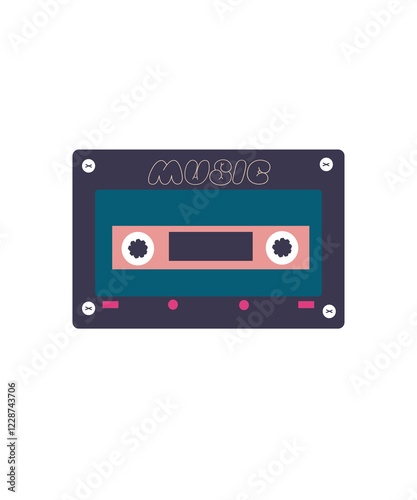 vector music cassette from the old 90s , a rare cassette on a white background in a flat illustration