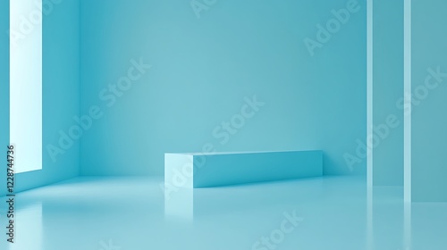 Minimalist Light Blue Room with Platform