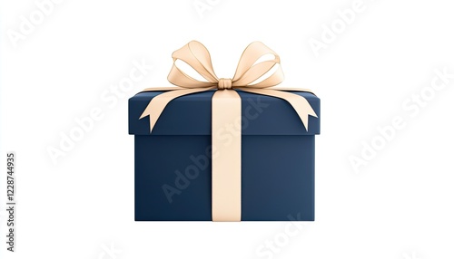 Elegant navy gift box with a cream ribbon, set against a plain white background, ideal for celebrations
