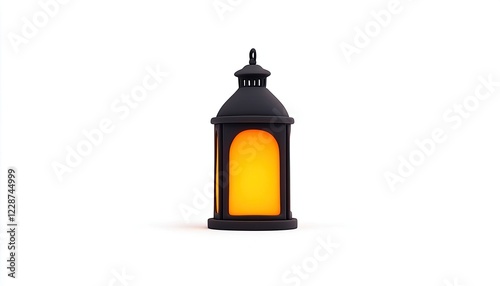 Wallpaper Mural A stylish black lantern with an orange glow, set against a clean white background, ideal for decor Torontodigital.ca