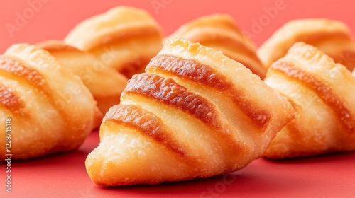 Wallpaper Mural Golden Baked Pastry Treats on Red Background Torontodigital.ca