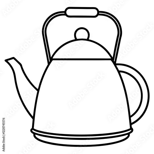 Stylized Tea Kettle Line Art for Vector Projects