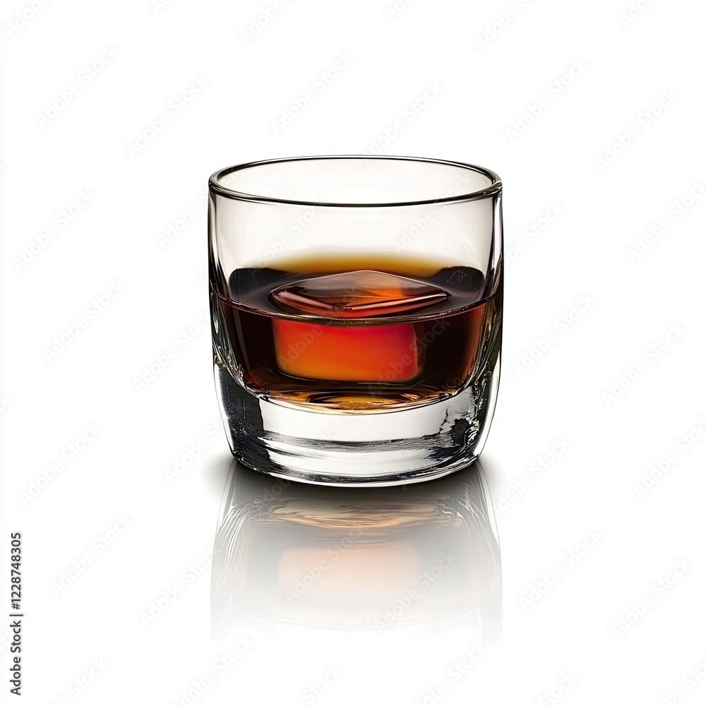 Whiskey, ice cube, glass, drink, studio, white background, alcohol, beverage, photography Whiskey, ice cube, glass, drink, studio, white background, alcohol, beverage, photography