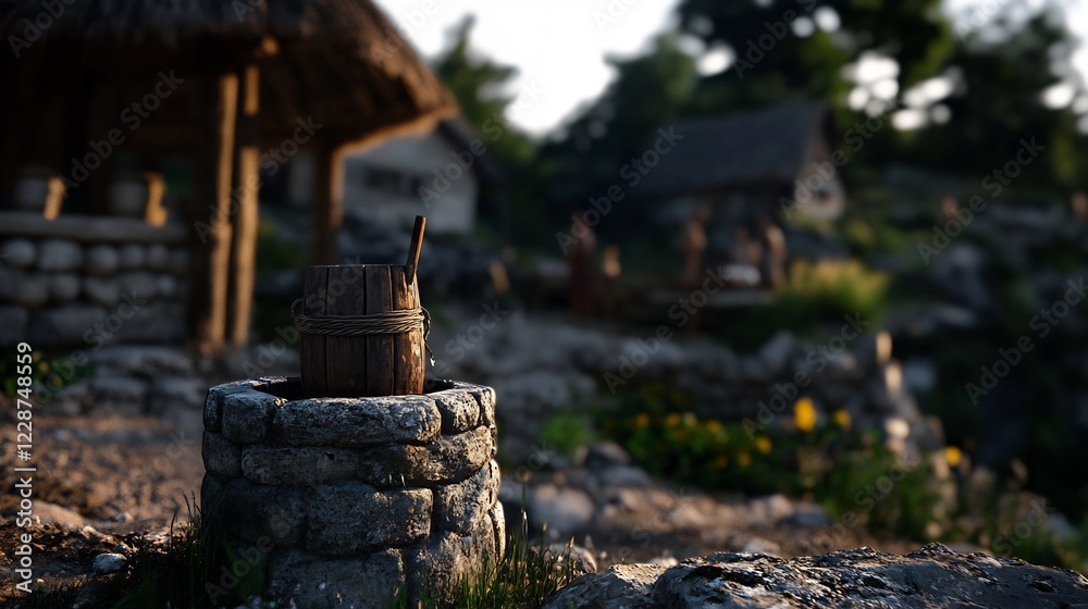 Medieval Village Well: A Rustic Scene of Tranquility Medieval Village Well: A Rustic Scene of Tranquility