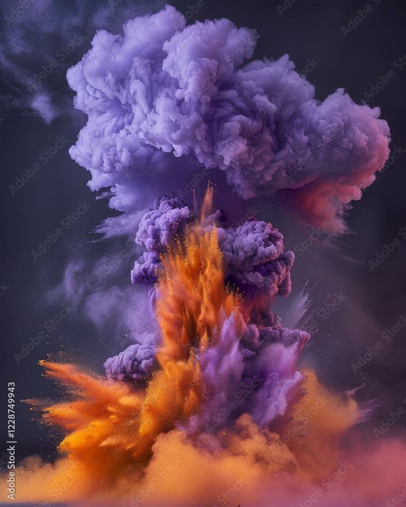Fototapeta premium Ethereal Kaleidoscope: Dynamic Vibrant Powder Clouds Suspended in Mid-Air Creating Colorful Visual Symphony