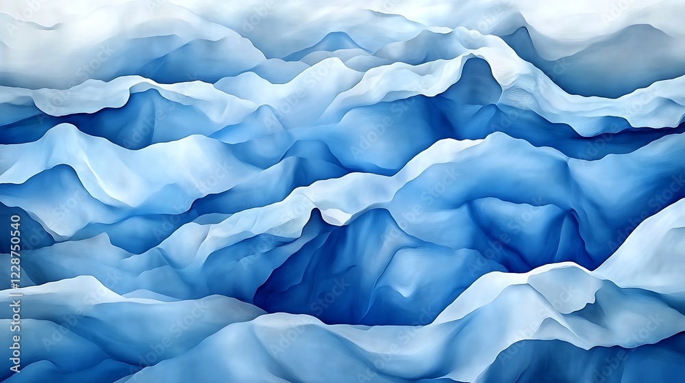 Obraz premium Abstract Blue Mountain Range Artistic Render