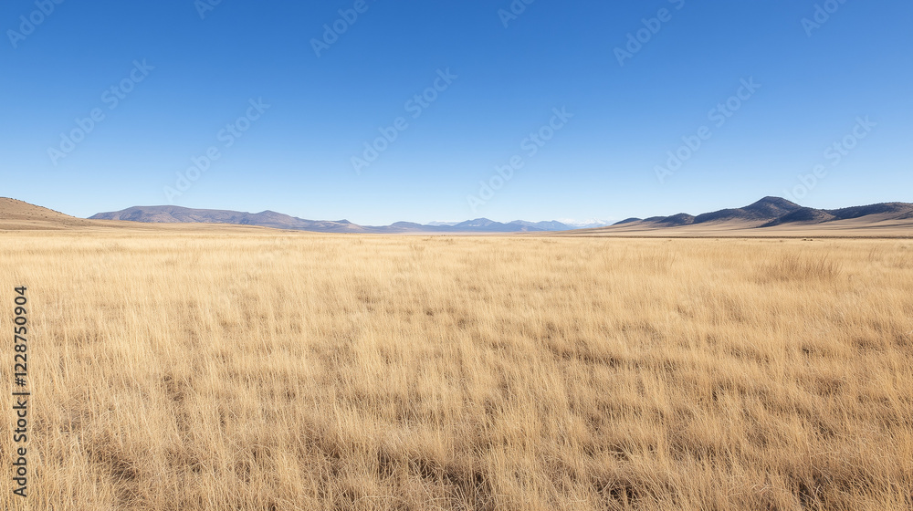 Golden Grasslands under Azure Sky: A breathtaking panoramic view of a vast, golden grassland stretching to the horizon under a clear, vibrant blue sky. Golden Grasslands under Azure Sky: A breathtaking panoramic view of a vast, golden grassland stretching to the horizon under a clear, vibrant blue sky.