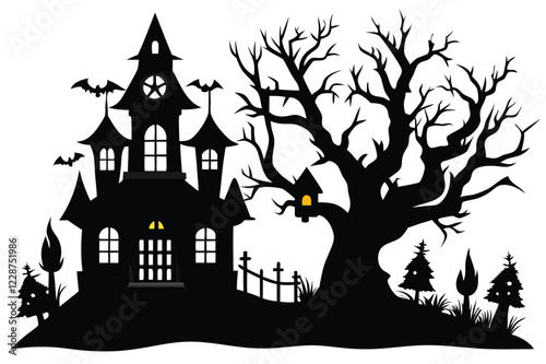 Halloween Haunted house silhouette