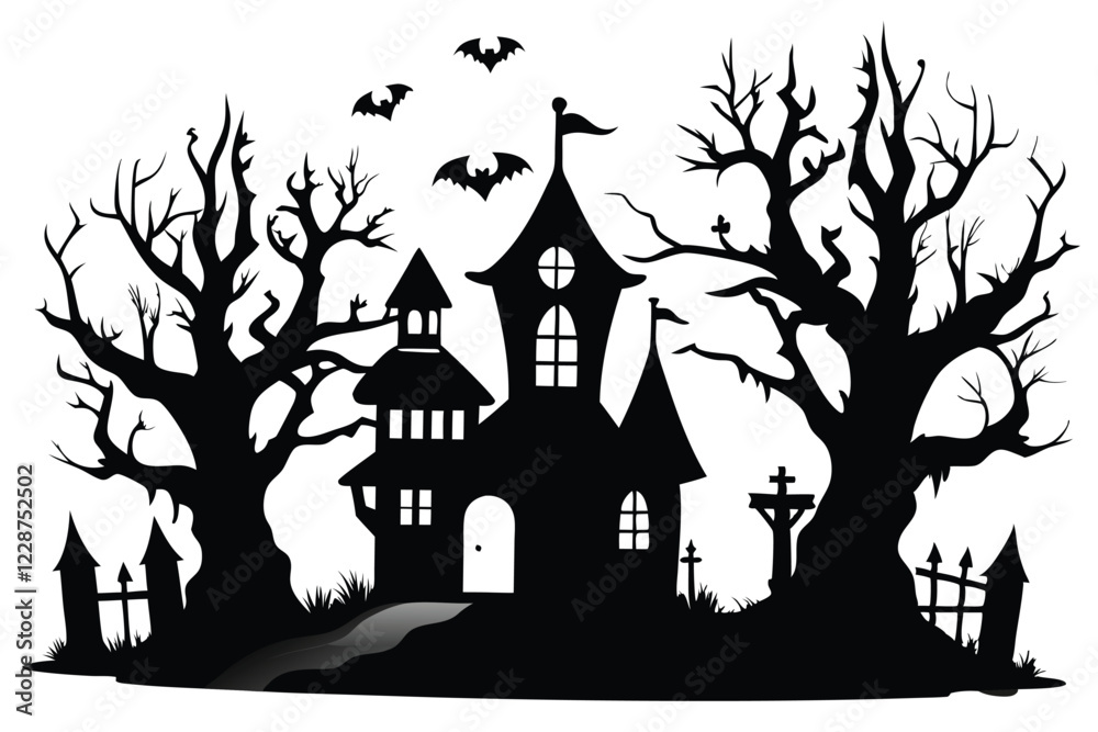 Halloween Haunted house silhouette Halloween Haunted house silhouette