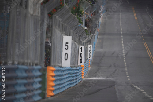 Empty Dramatic view of racing circuit asphalt road