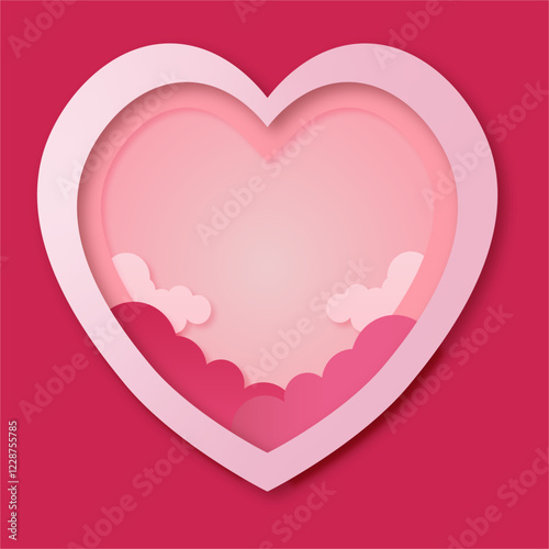 Heart Love Background Paper Cut Decorative