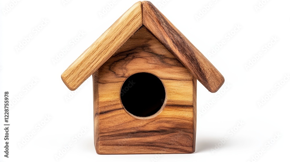 Small Dark Brown Wooden Birdhouse On White Background Small Dark Brown Wooden Birdhouse On White Background