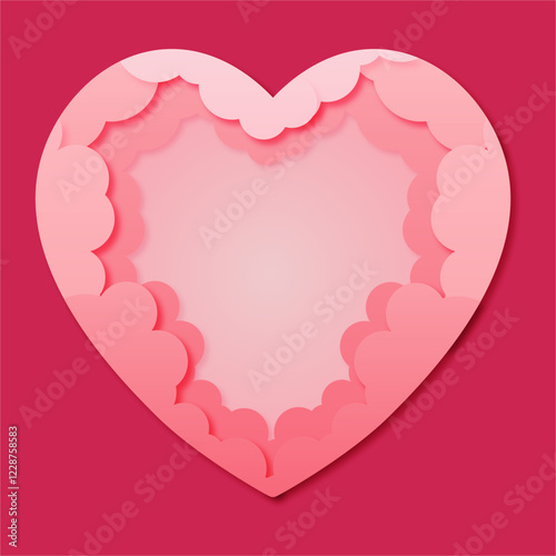 Heart Love Background Paper Cut Decorative