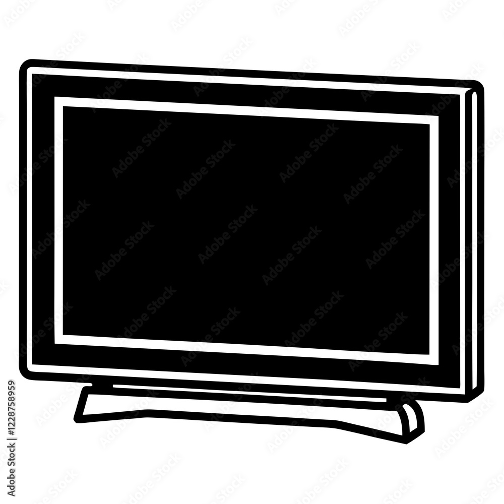 Sleek Smart TV Silhouette on White Sleek Smart TV Silhouette on White