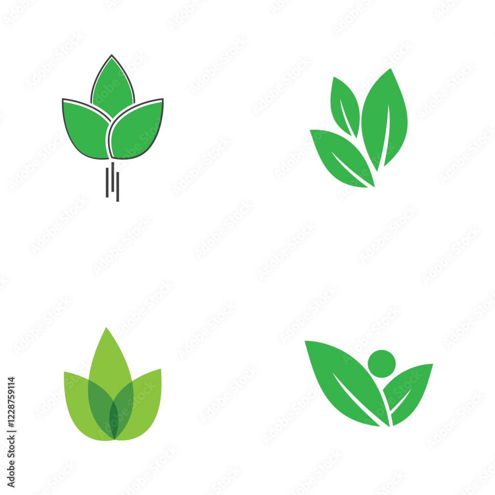 Green leaf logo vector template element symbol design Green leaf logo vector template element symbol design