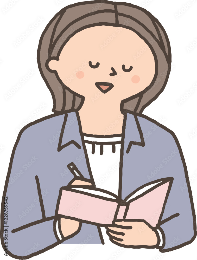 メモを取る女性 メモを取る女性