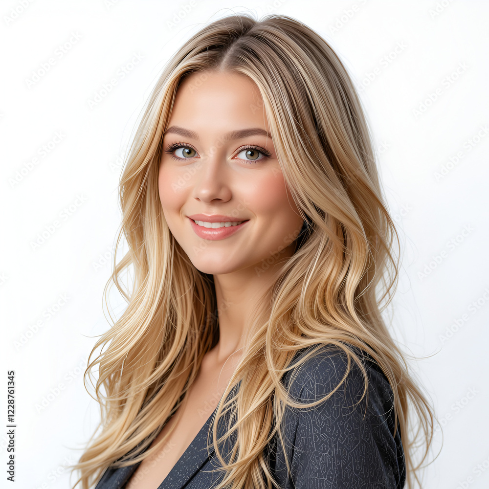 Naklejka premium smiling beautiful blonde woman