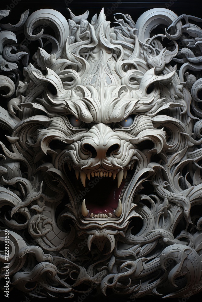 Naklejka premium 怒る怪物の顔,Generative AI AI画像