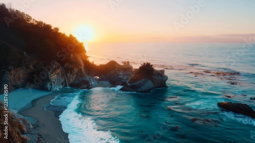 McWay Falls Coastal Sunset: Breathtaking California Beachscape