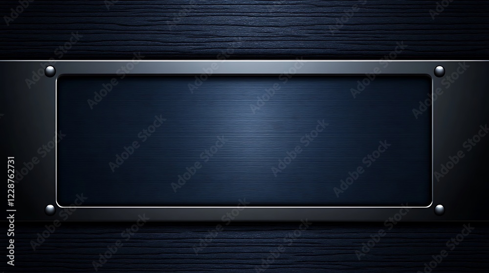 Dark Blue Metal Frame on Wooden Background Dark Blue Metal Frame on Wooden Background