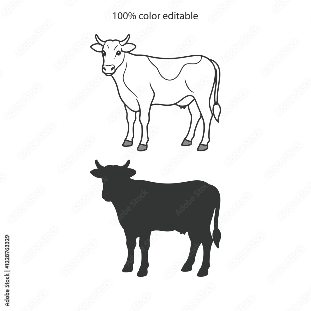 Cow silhouette vector image. Cow animal silhouette Vector image. Co logo icon image. Cow silhouette vector image. Cow animal silhouette Vector image. Co logo icon image.