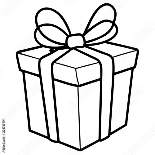 Chic line art of a present with ribbon details