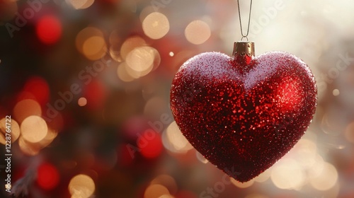 Festive heart ornament holiday season photo cozy atmosphere close-up love and celebration