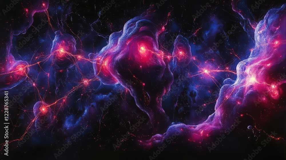 Colorful cosmic abstract visualization of galaxies and nebulae in the universe. Colorful cosmic abstract visualization of galaxies and nebulae in the universe.