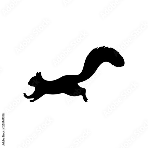 Running squirrel silhouette vector illustration design on white background.