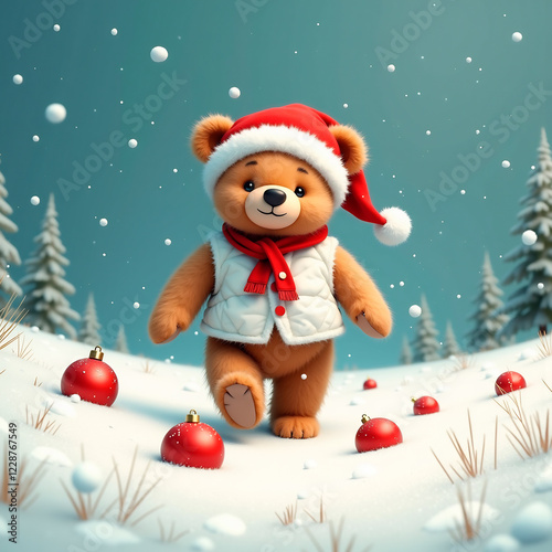 teddy bear with christmas gift