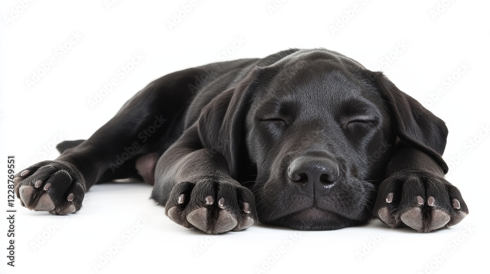 Sleep and Cute Black Labrador lay down on paws Sleep and Cute Black Labrador lay down on paws