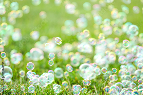 Many beautiful soap bubbles...