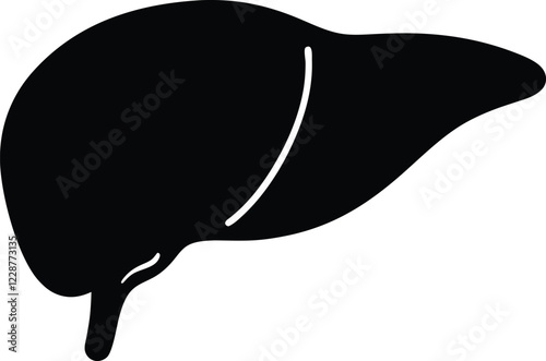 Liver human body part silhouette vector,  human liver icon