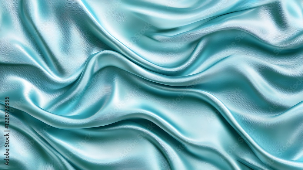Obraz premium Aqua Silk Fabric Draped In Soft Waves