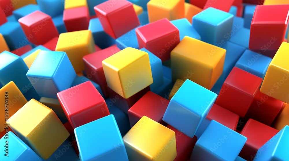 Obraz premium Square blocks abstract geometric shapes 3D render background